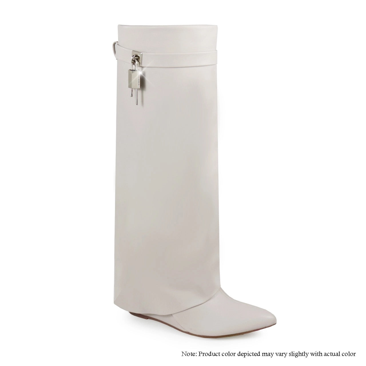 MAETA | BONE PADLOCK DETAIL WEDGE KNEE HIGH BOOT