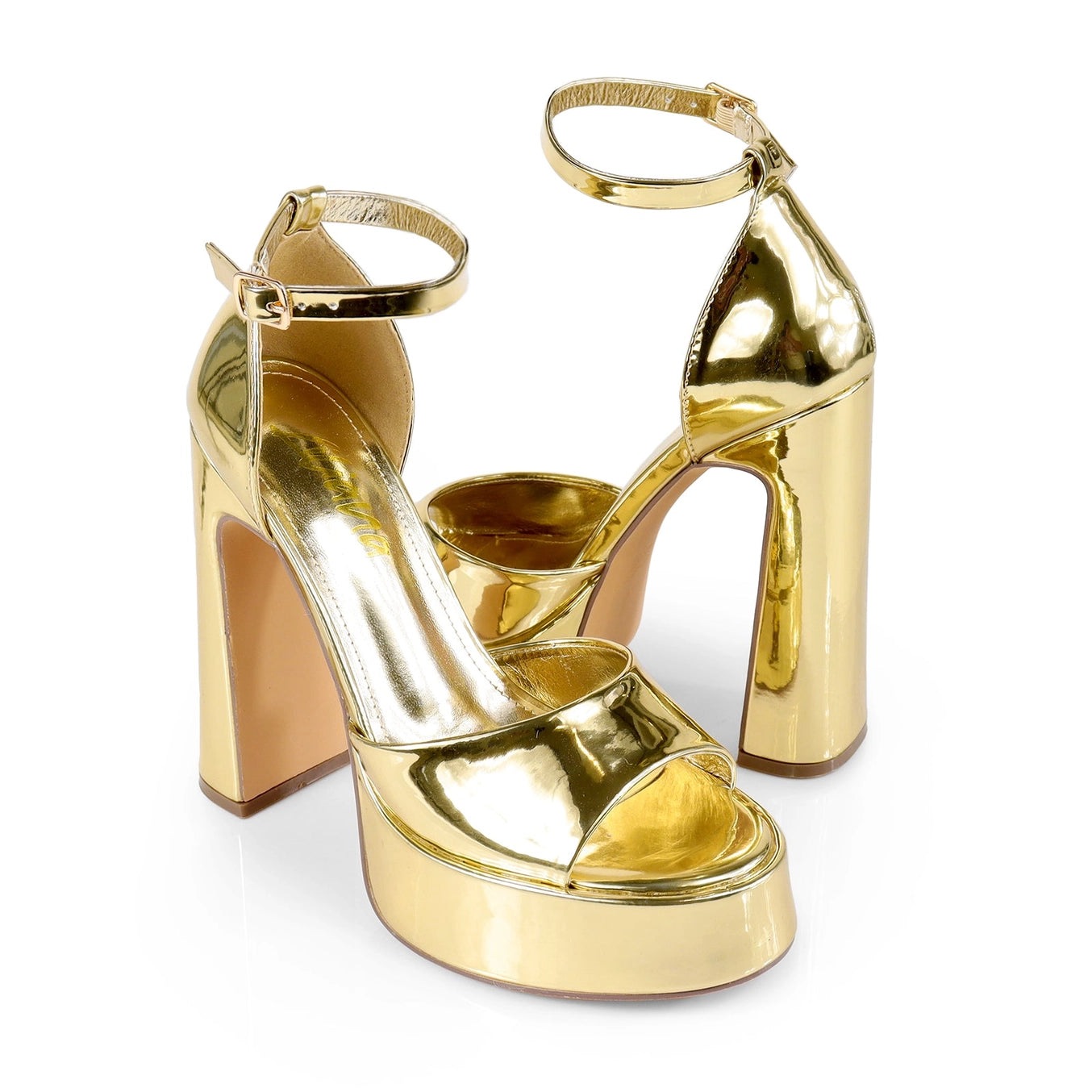 TINA | GOLD OPEN TOE HEEL