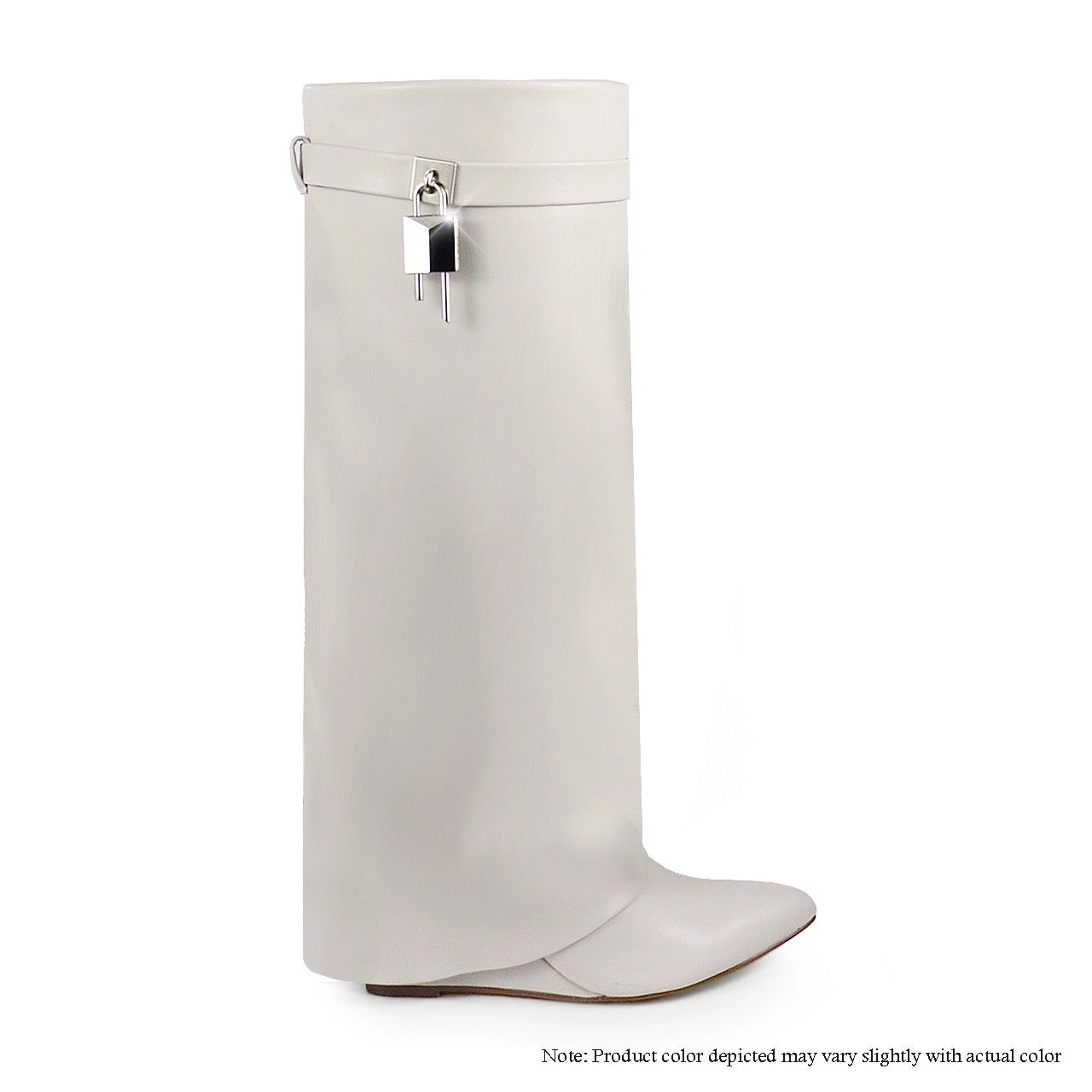 MAETA | BONE PADLOCK DETAIL WEDGE KNEE HIGH BOOT