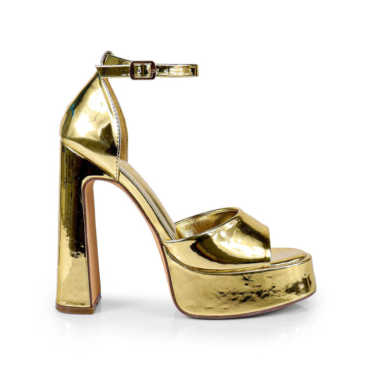 TINA | GOLD OPEN TOE HEEL