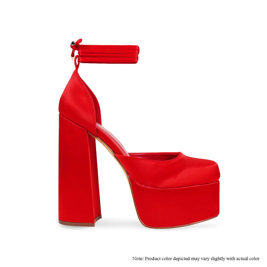 WHITLEY | SATIN RED CHUNKY PLATFORM HEEL